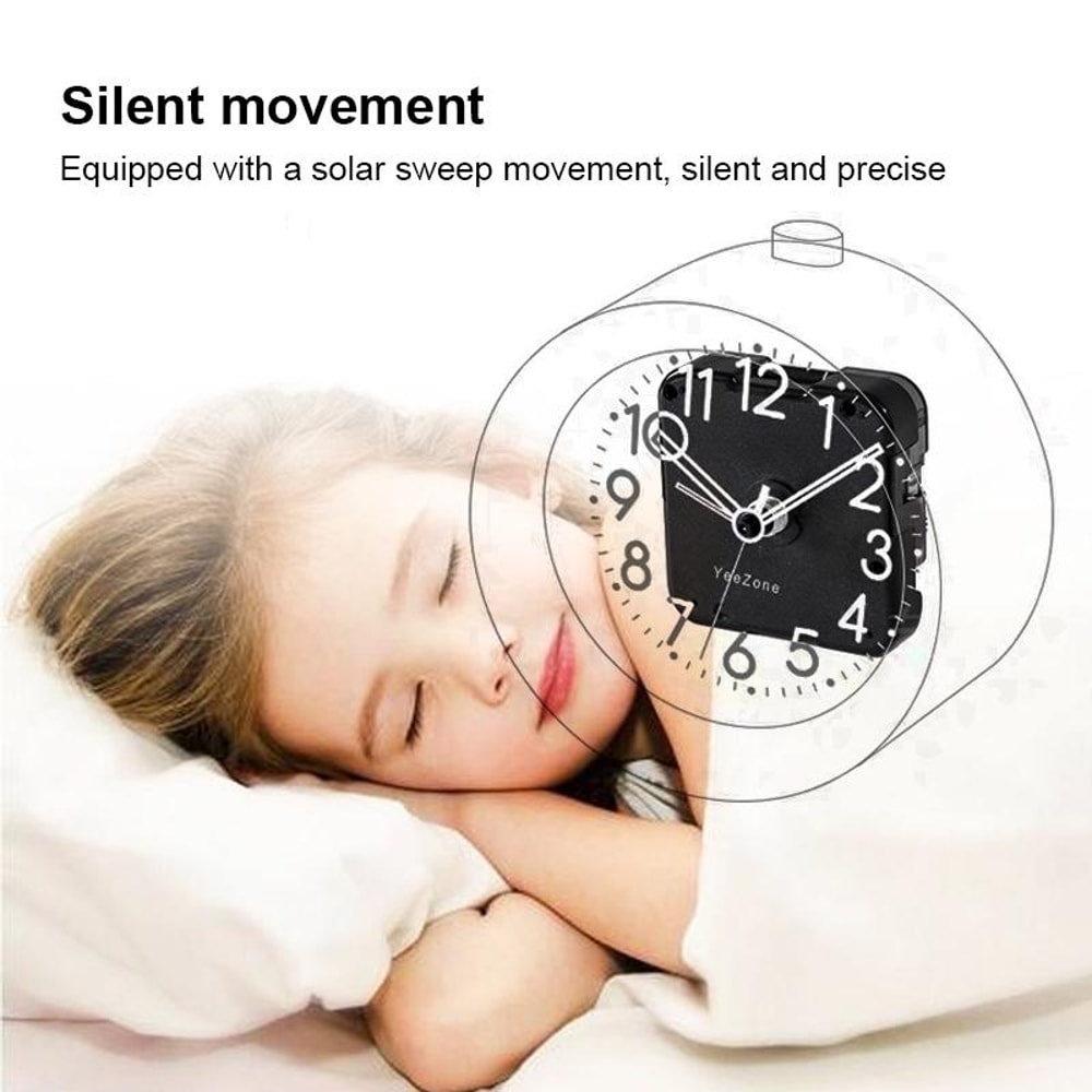 Solid Wood Silent Alarm Clock With Snooze Night Light For Bedside 6