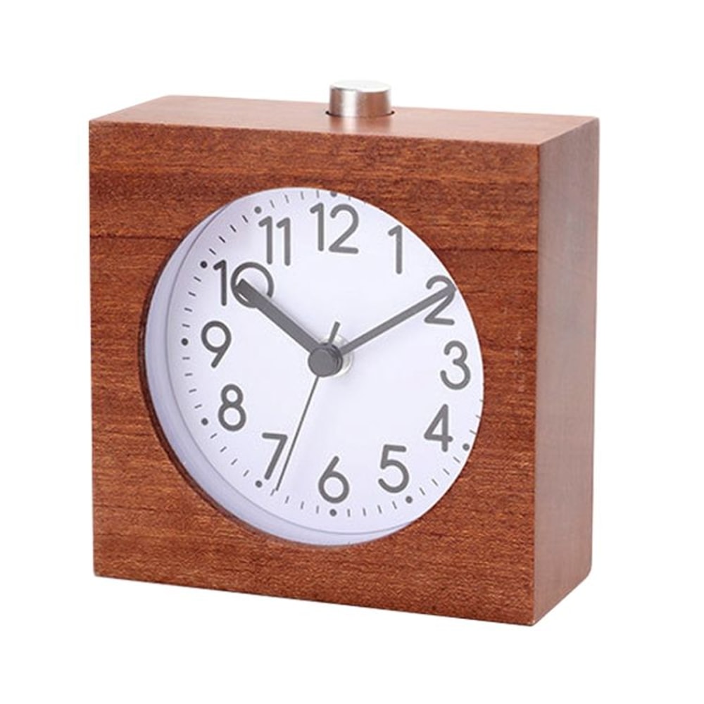 Solid Wood Silent Alarm Clock With Snooze Night Light For Bedside 13