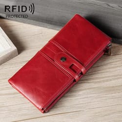 genuine leather rfid long wallet for women anti theft clutch card holder organizer