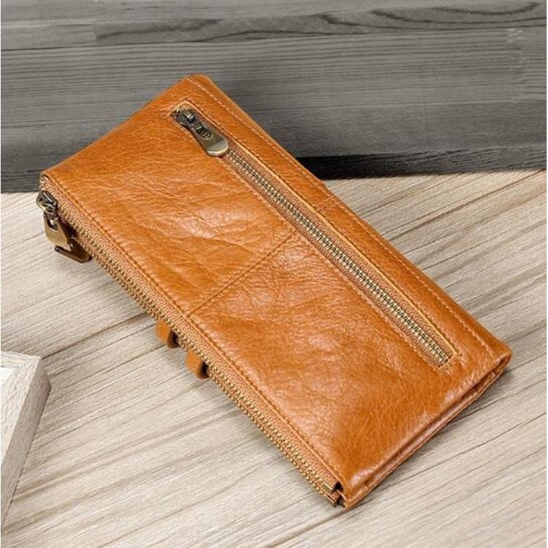 Genuine Leather RFID Long Wallet For Women Anti Theft Clutch Card Holder Organizer 2