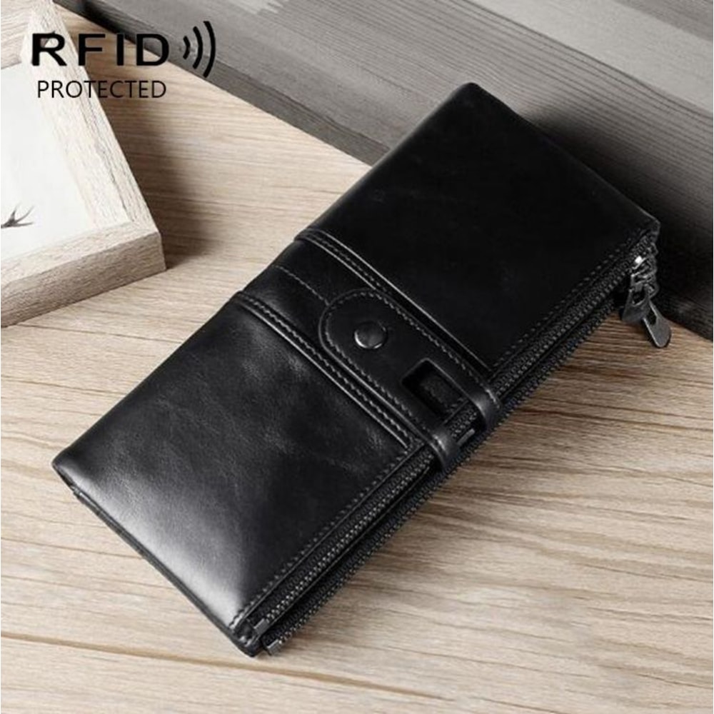 Genuine Leather RFID Long Wallet For Women Anti Theft Clutch Card Holder Organizer 7