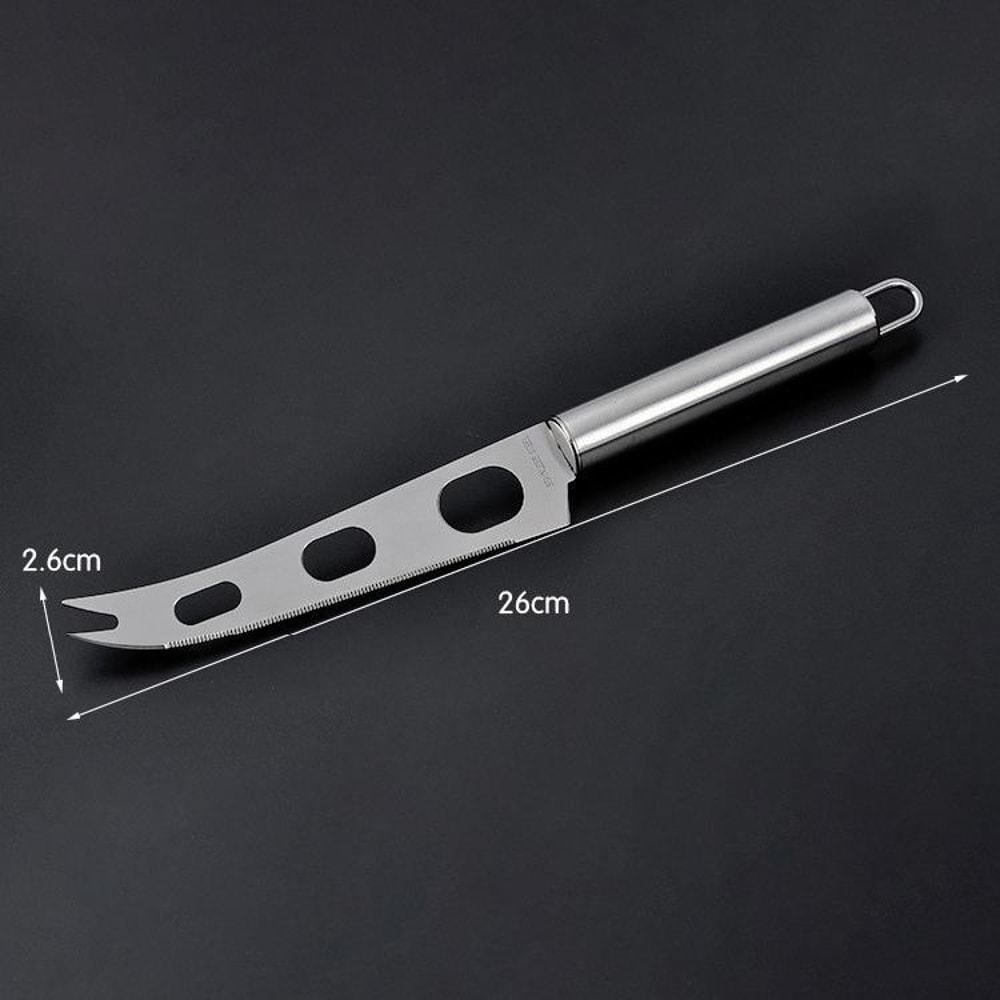 Stainless Steel Cheese Knife Slicer With Fork Tip Multi Use Cheese And Butter Knife 1