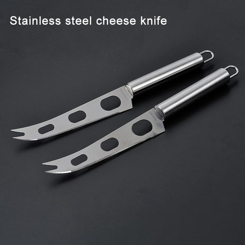 Stainless Steel Cheese Knife Slicer With Fork Tip Multi Use Cheese And Butter Knife 2