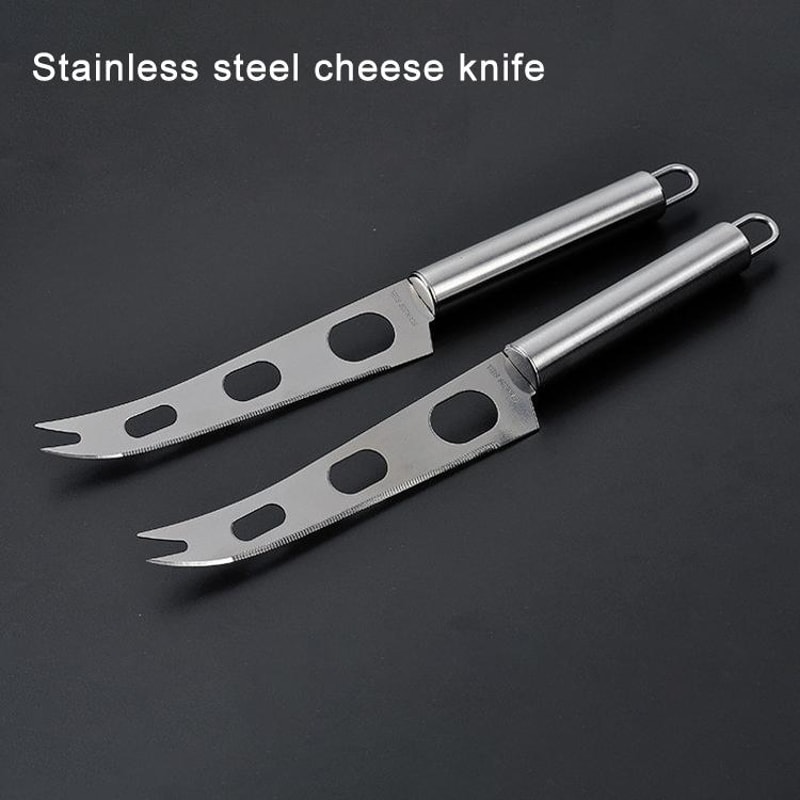 Stainless Steel Cheese Knife Slicer With Fork Tip Multi Use Cheese And Butter Knife 2