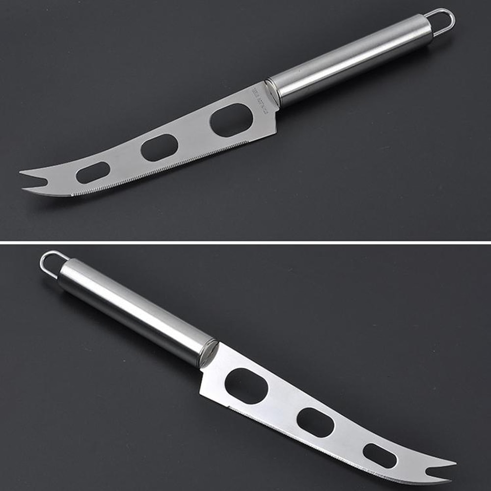 Stainless Steel Cheese Knife Slicer With Fork Tip Multi Use Cheese And Butter Knife 3