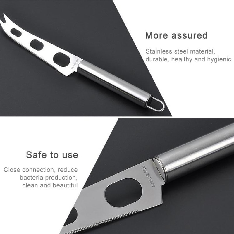 Stainless Steel Cheese Knife Slicer With Fork Tip Multi Use Cheese And Butter Knife 4