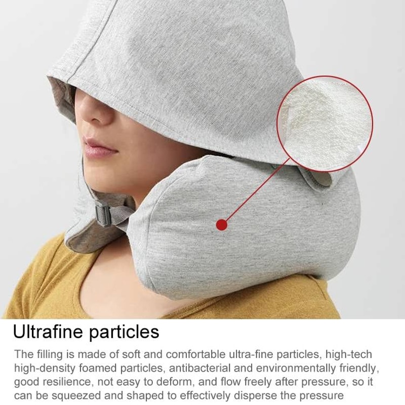 Hooded Travel Neck Pillow With 360 Support Soft Airplane Pillow For Comfortable Travel Sleep 3