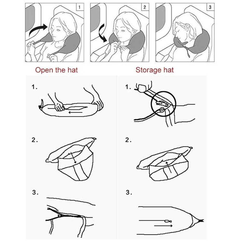 Hooded Travel Neck Pillow With 360 Support Soft Airplane Pillow For Comfortable Travel Sleep 4