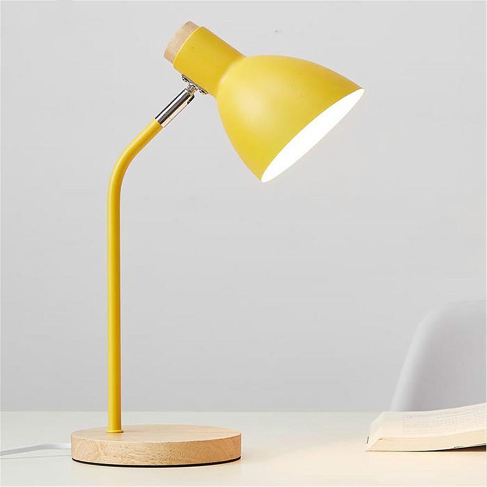 Modern Wood Metal Table Lamp With 3Color LED Dimming E27 Bedside Lamp For Reading Home Decor 5