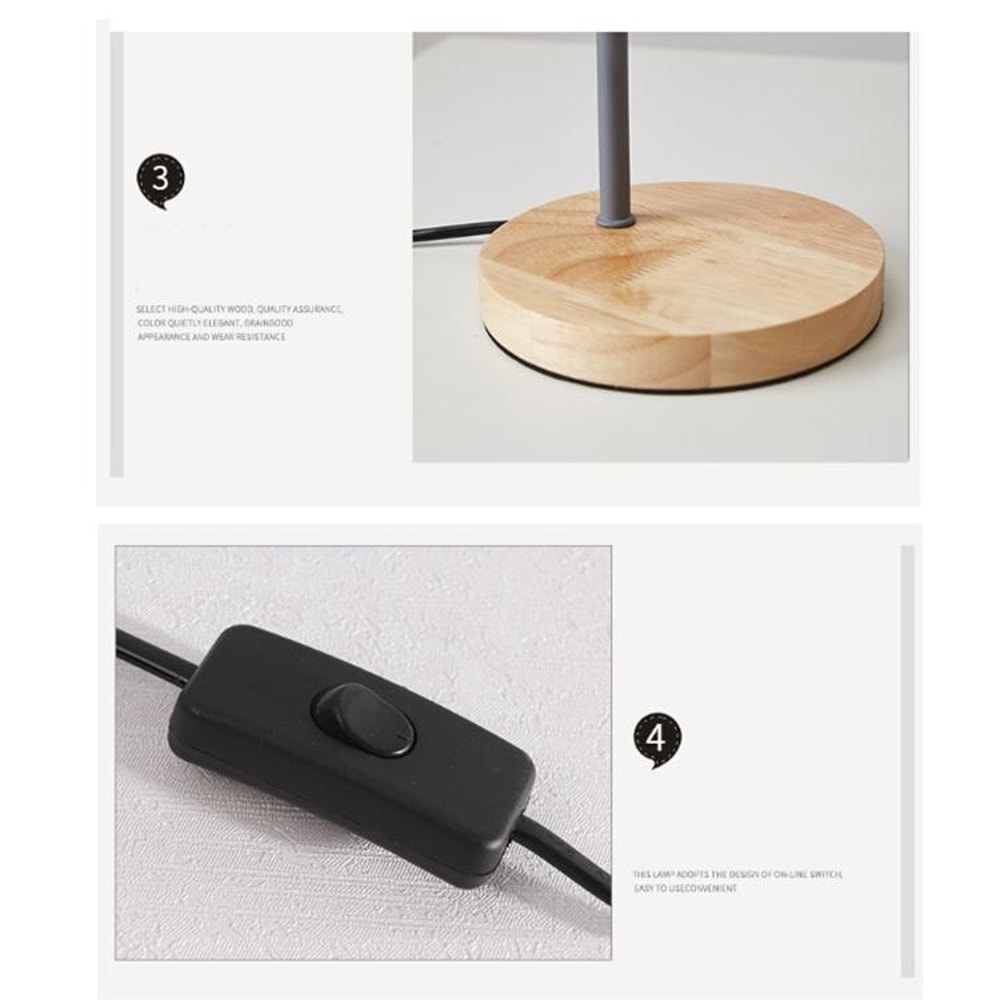 Modern Wood Metal Table Lamp With 3Color LED Dimming E27 Bedside Lamp For Reading Home Decor 2