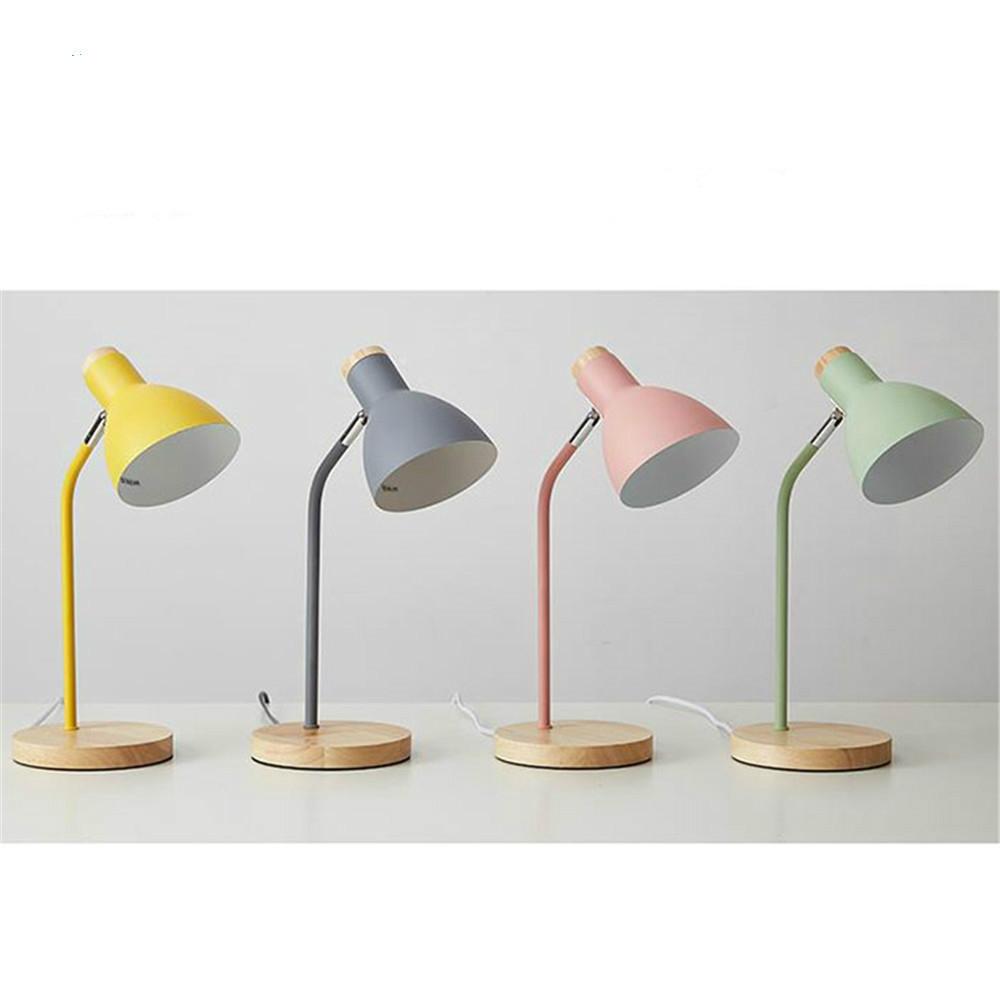 Modern Wood Metal Table Lamp With 3Color LED Dimming E27 Bedside Lamp For Reading Home Decor 4