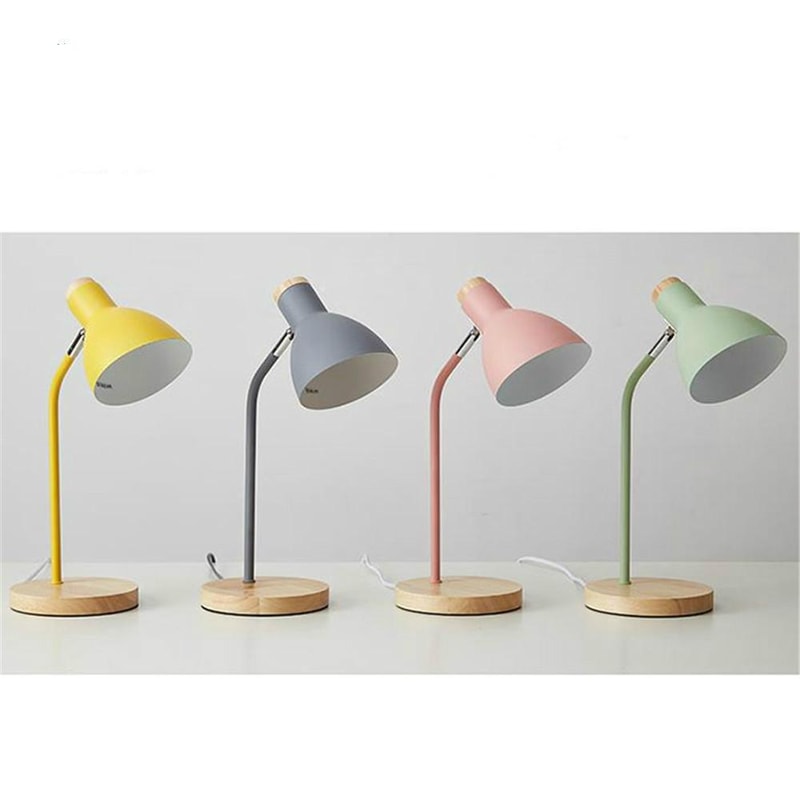 Modern Wood Metal Table Lamp With 3Color LED Dimming E27 Bedside Lamp For Reading Home Decor 4