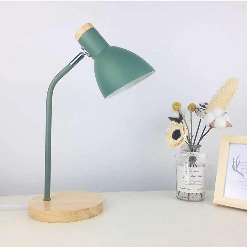 Modern Wood Metal Table Lamp With 3Color LED Dimming E27 Bedside Lamp For Reading Home Decor 7