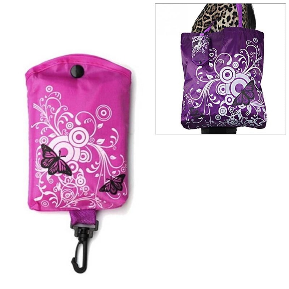 Foldable Shopping Bag Reusable Tote Compact Grocery Bag with Butterfly Design