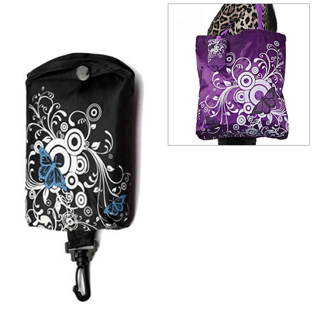 Foldable Shopping Bag Reusable Tote Compact Grocery Bag with Butterfly Design
