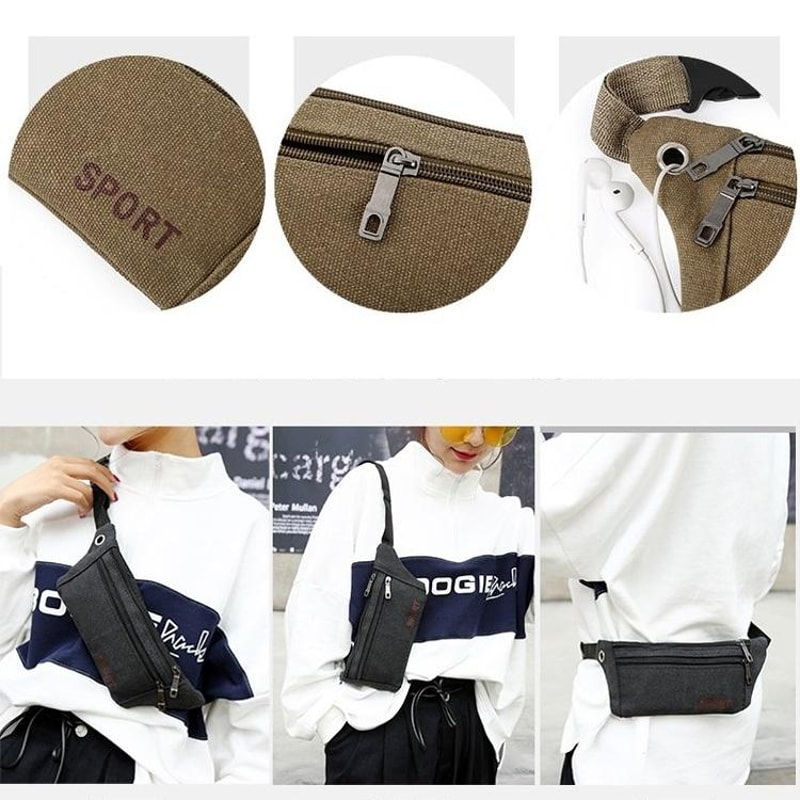 Canvas Sling Crossbody Bag Lightweight Waist Chest Pack For Travel Daily Use 4