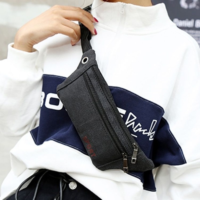Canvas Sling Crossbody Bag Lightweight Waist Chest Pack For Travel Daily Use 7