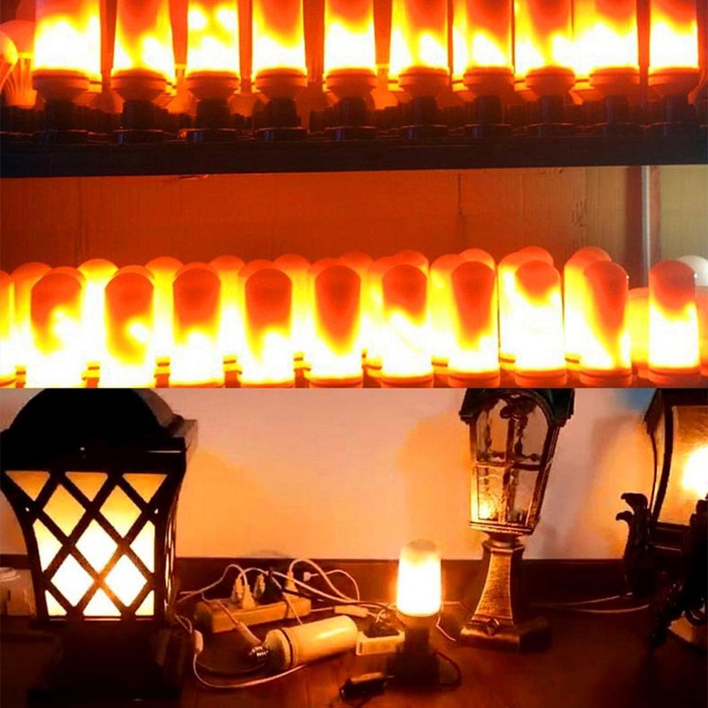 E27 LED Flame Effect Bulb 6W 3 Modes Flickering Fire Light For Cozy Home Decor 12