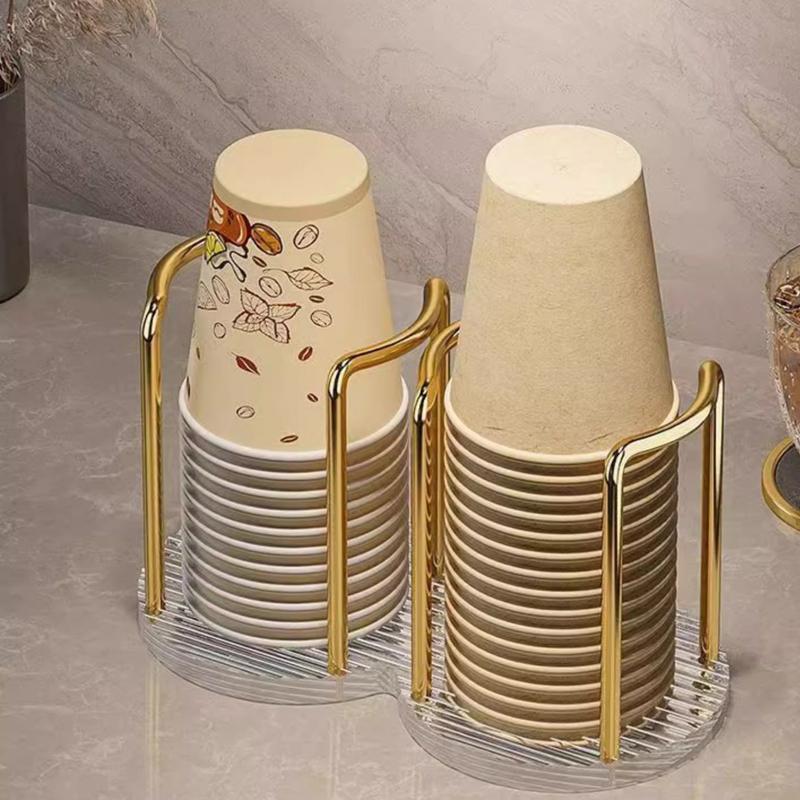 Dual Acrylic Cup Dispenser Hygienic Countertop Cup Holder Organizer 0