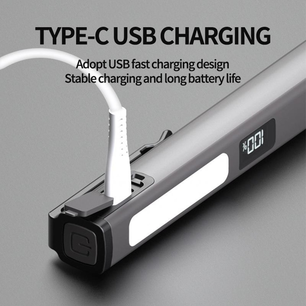 Magnetic Work Light USB Rechargeable Flashlight With Clip And Multi Mode LED For Repairs 5