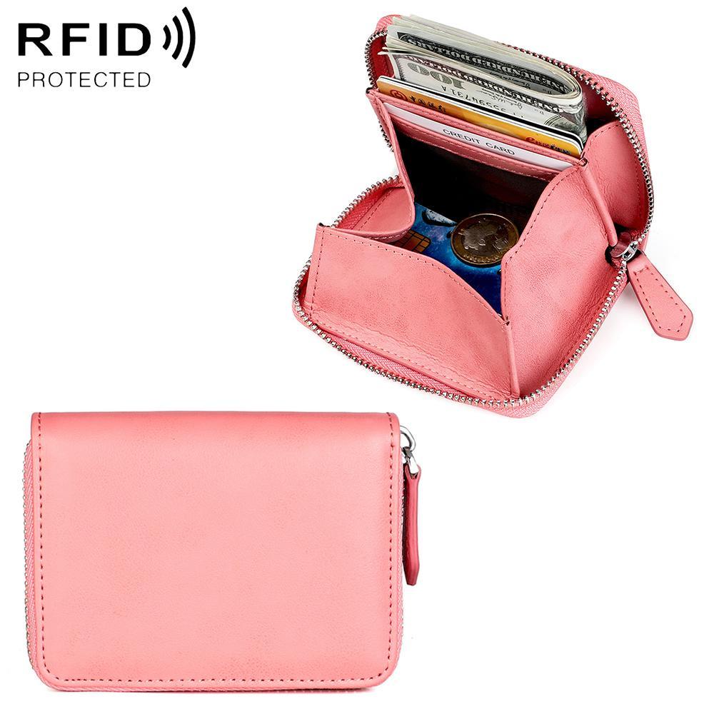 RFID Blocking Leather Zipper Wallet Organizer Compact Card Holder With Coin Storage 10