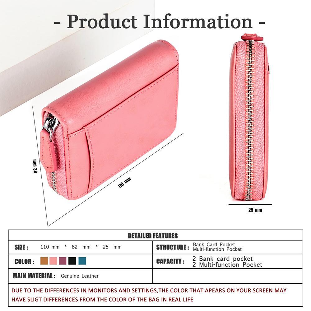 RFID Blocking Leather Zipper Wallet Organizer Compact Card Holder With Coin Storage 3