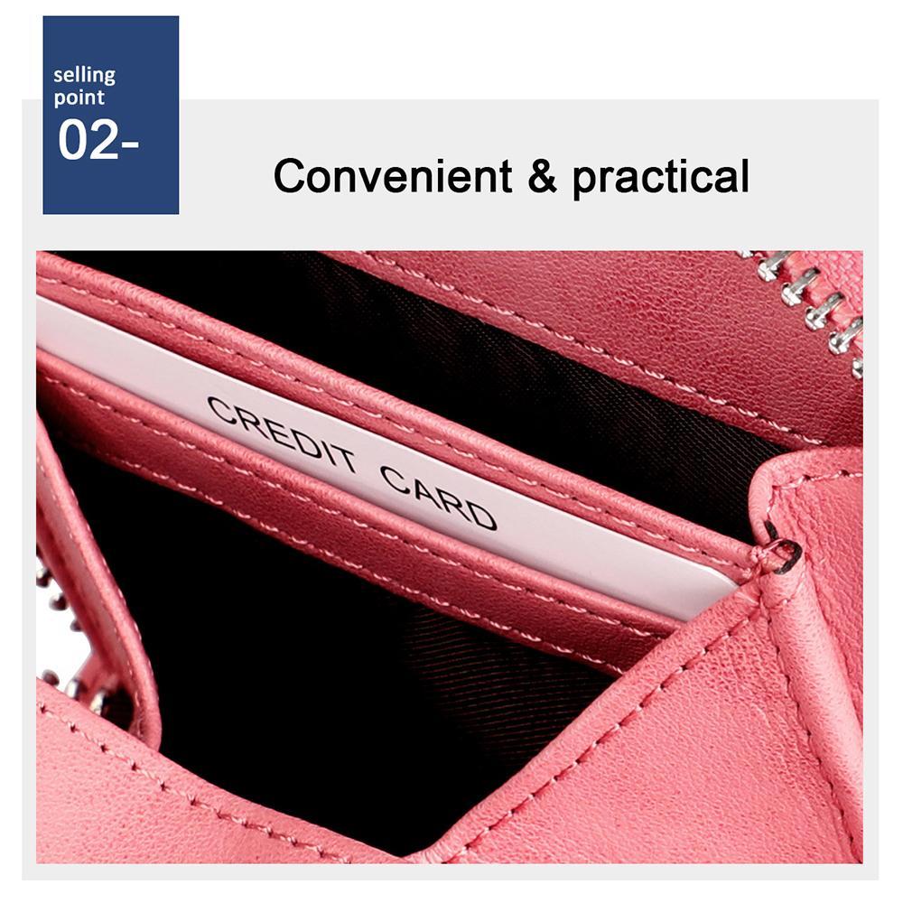 RFID Blocking Leather Zipper Wallet Organizer Compact Card Holder With Coin Storage 6