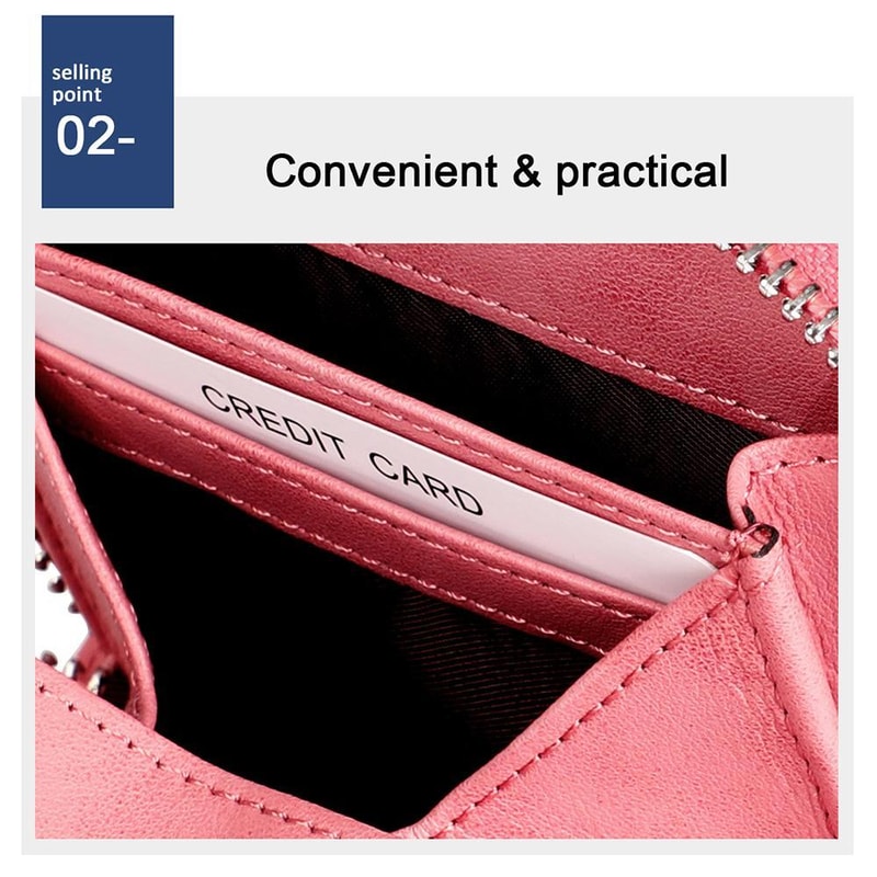 RFID Blocking Leather Zipper Wallet Organizer Compact Card Holder With Coin Storage 6