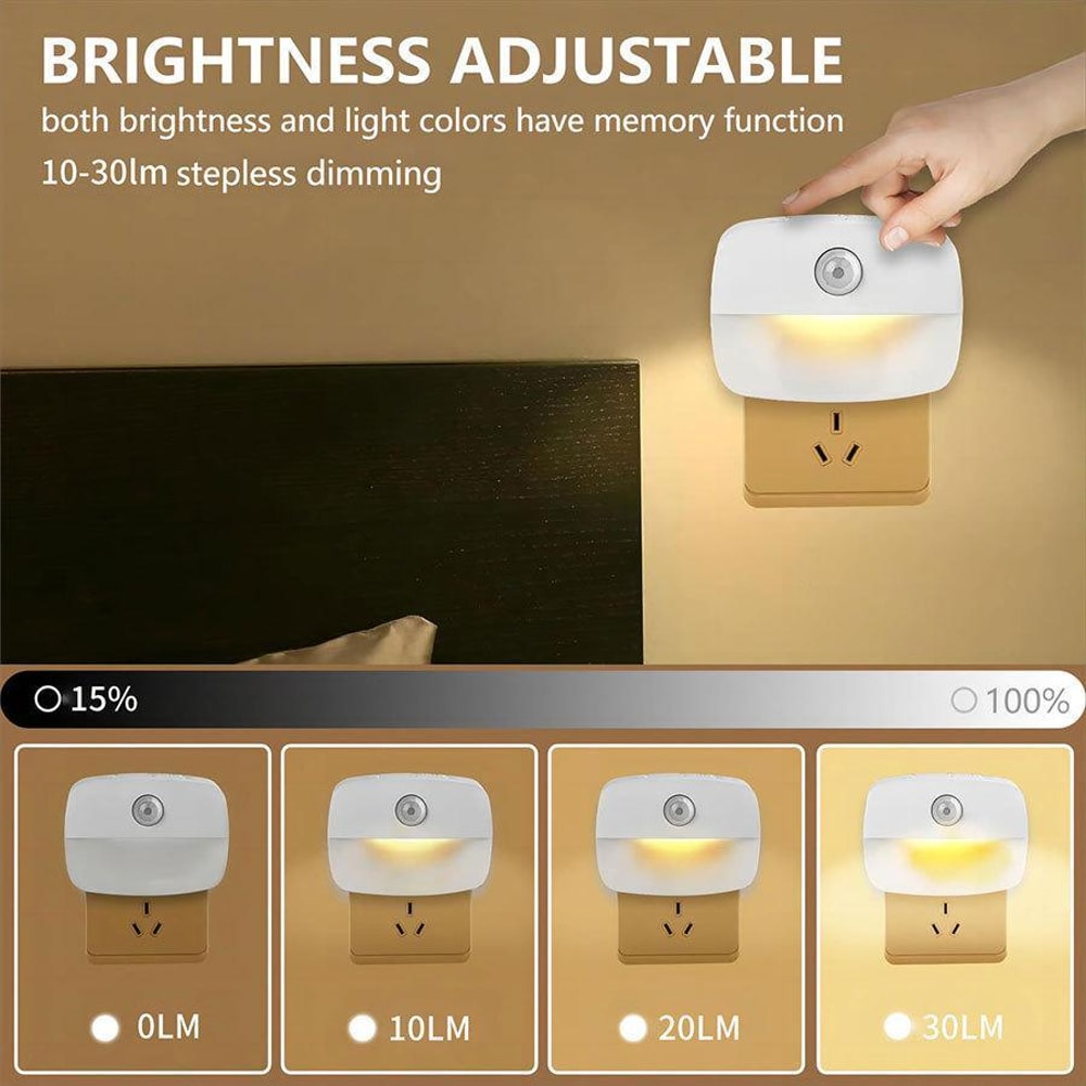 Smart Motion Sensor Night Light Plugin With 3 Color Modes Dimmable LED For Hallway Bedroom 2