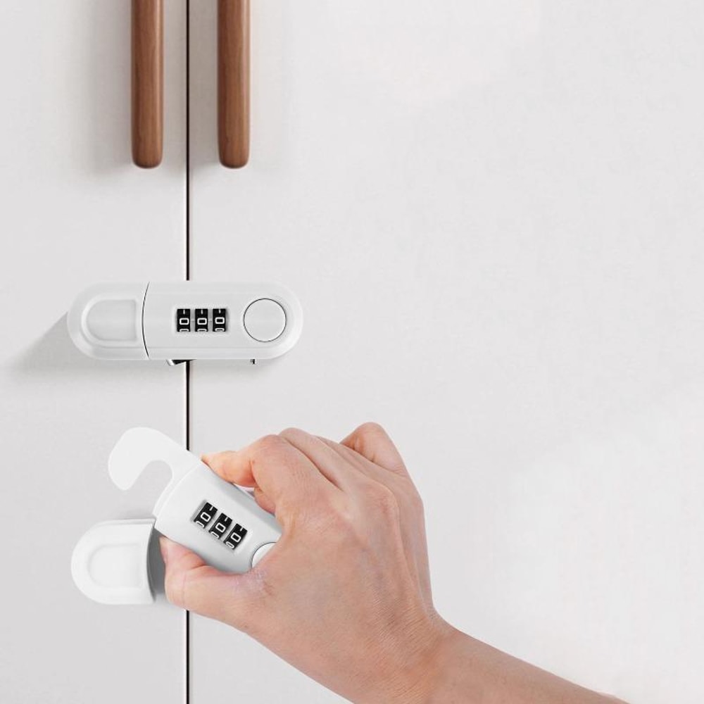 Child Safety Cabinet Locks No Drill Combination Lock For Drawers Fridges 7
