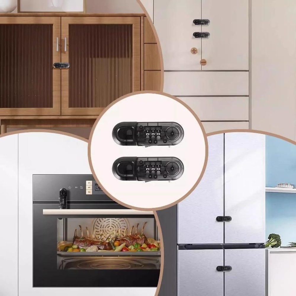 Child Safety Cabinet Locks No Drill Combination Lock For Drawers Fridges 3