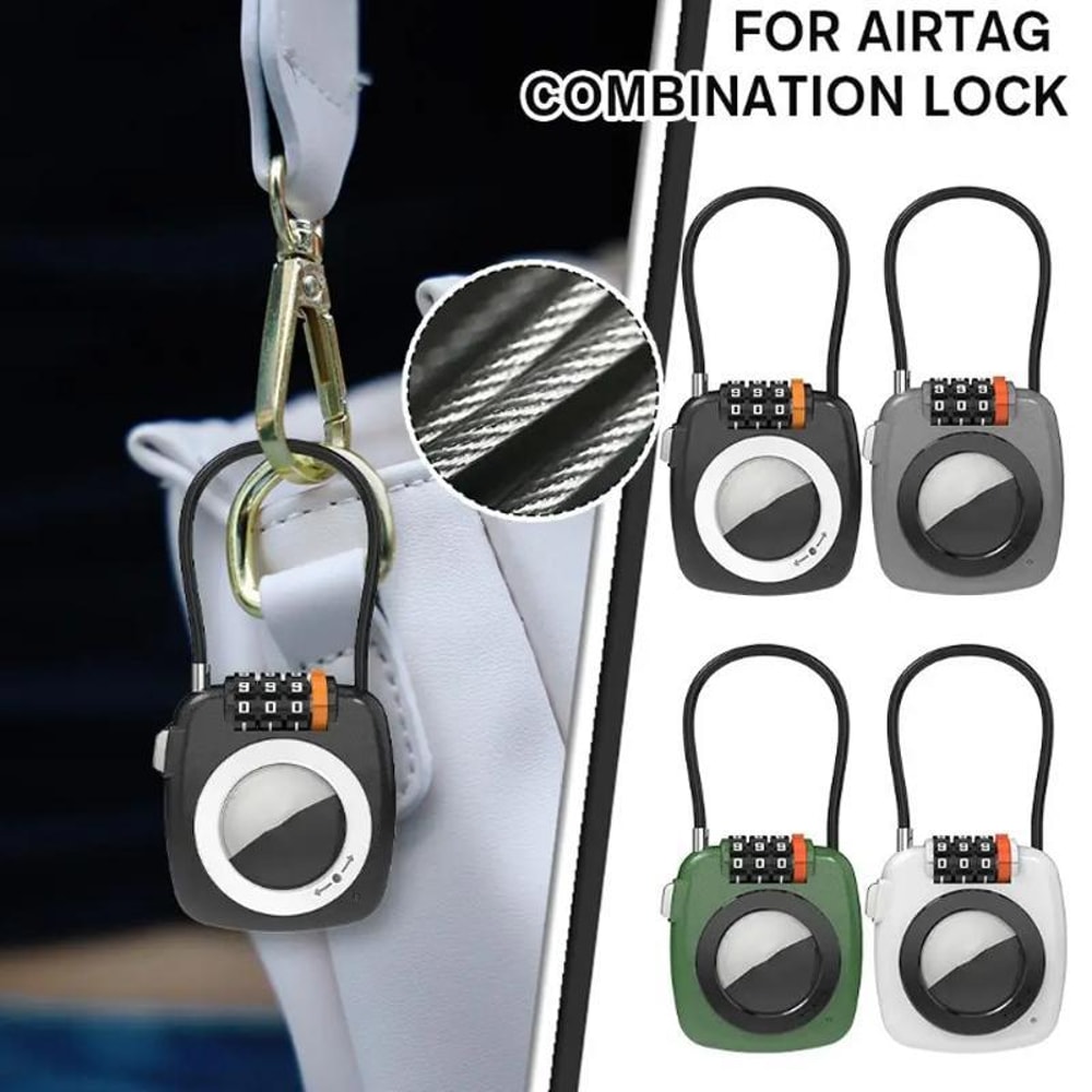 SecureTrack AirTag Lock Holder With Cable 3 Digit Combination Anti Theft Case 1