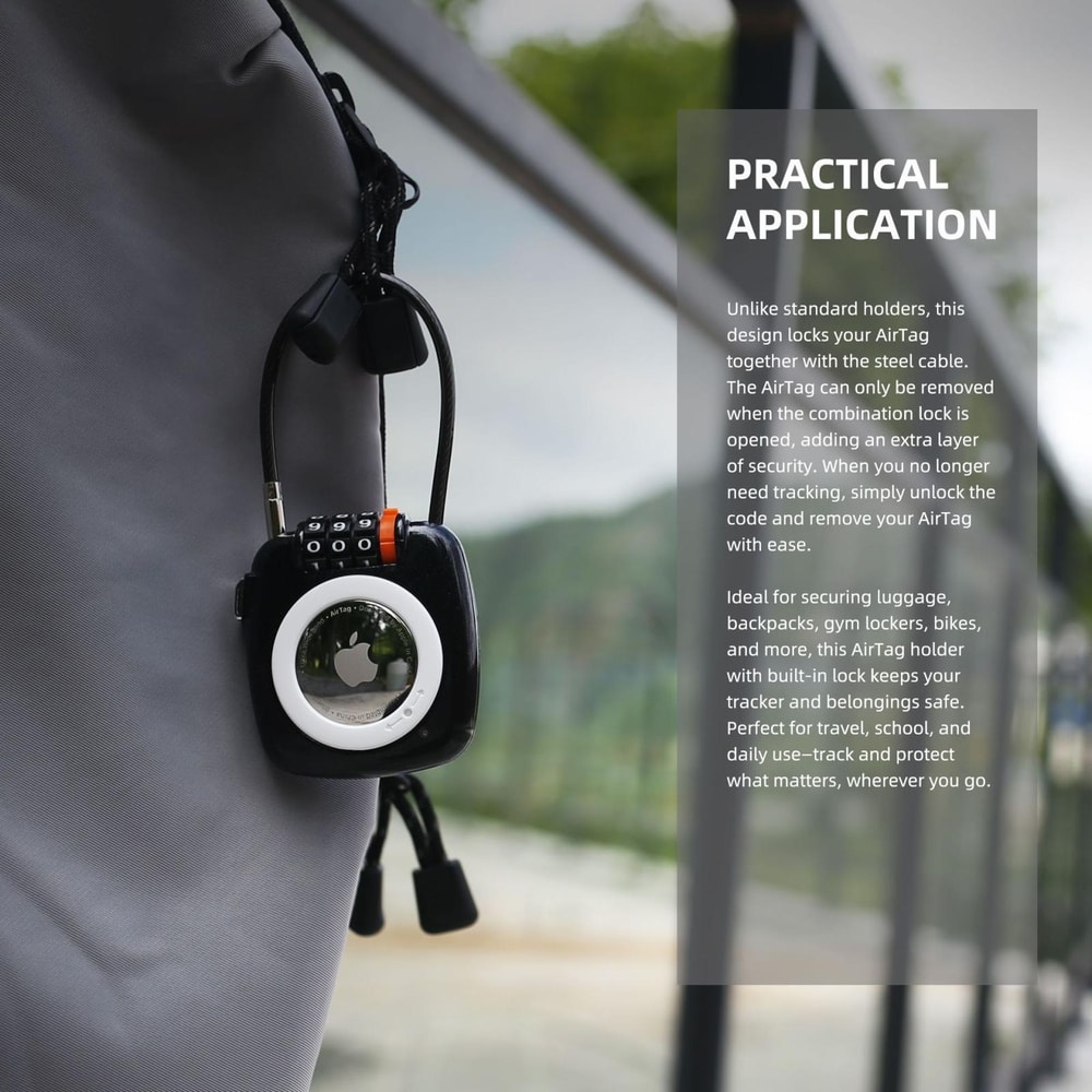SecureTrack AirTag Lock Holder With Cable 3 Digit Combination Anti Theft Case 2