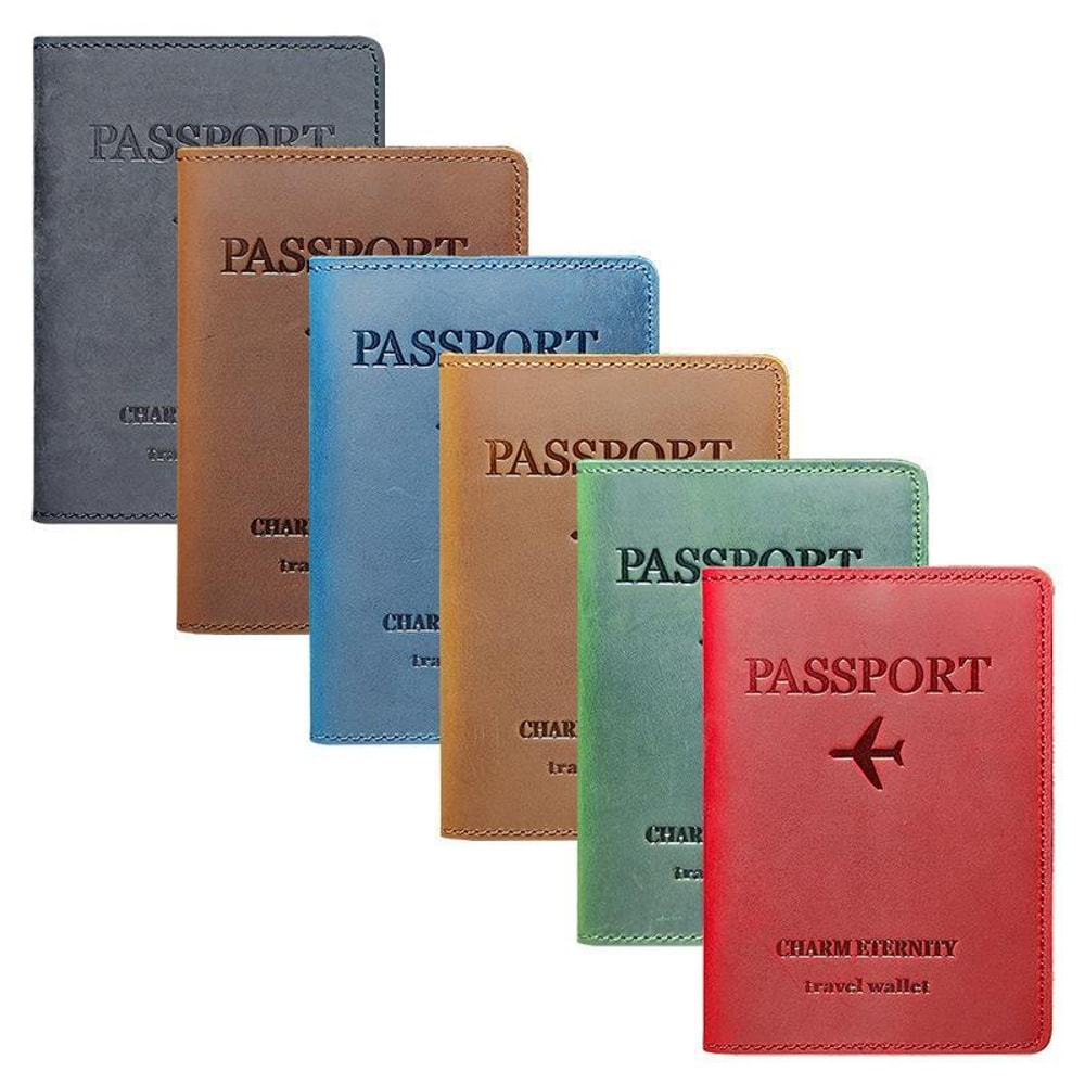 Crazy Horse Leather Passport Holder Travel Wallet RFID Document Organizer 1