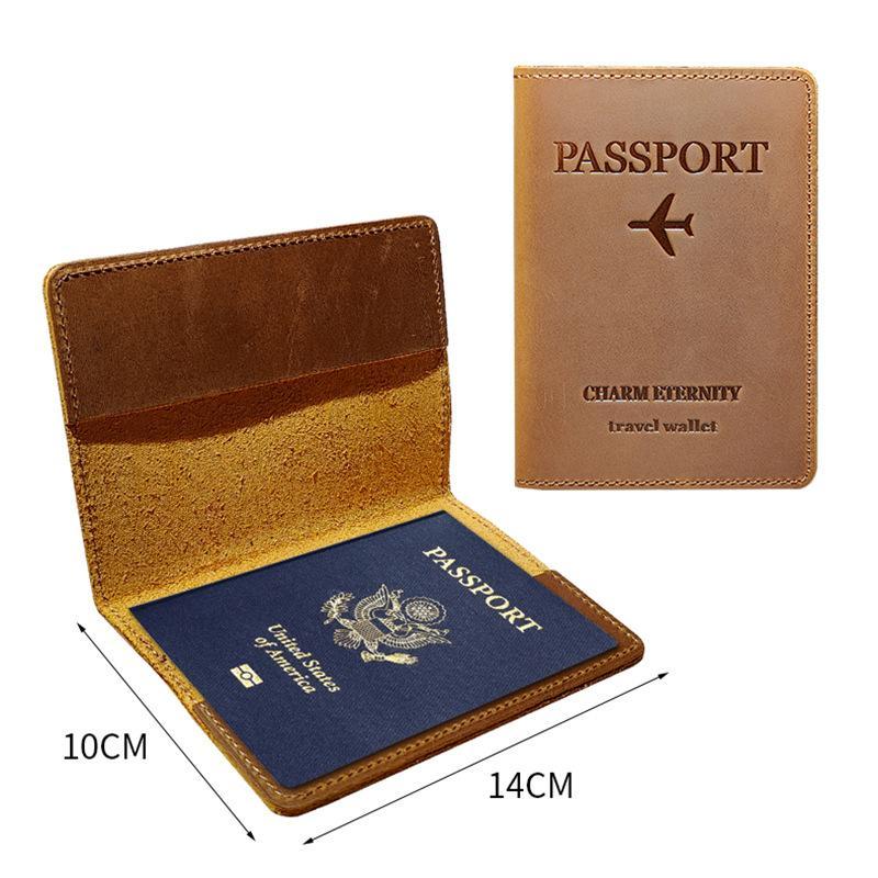 Crazy Horse Leather Passport Holder Travel Wallet RFID Document Organizer 2