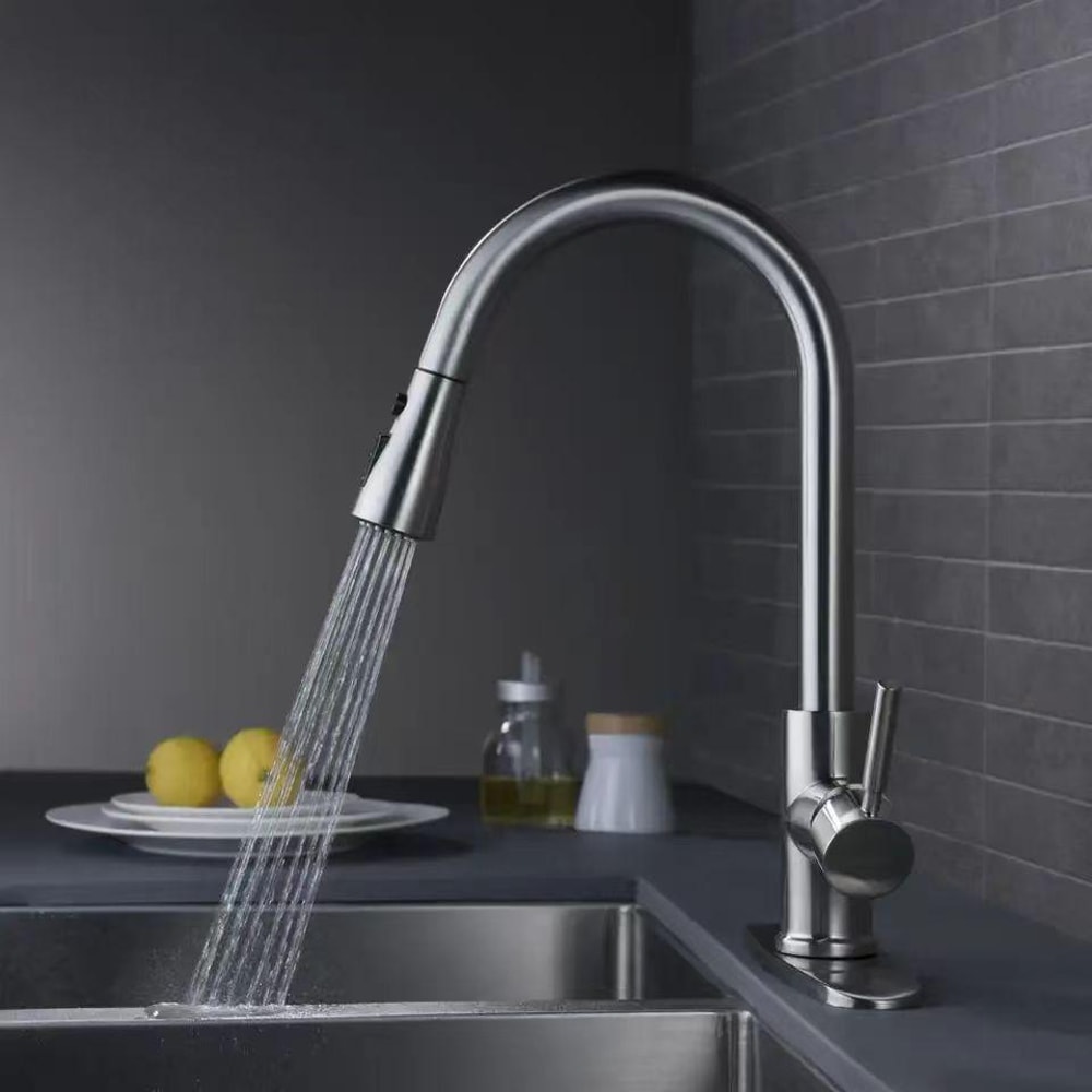 Pull Out Kitchen Faucet With 3 Modes Stainless Steel Hot And Cold Mixer Tap 0