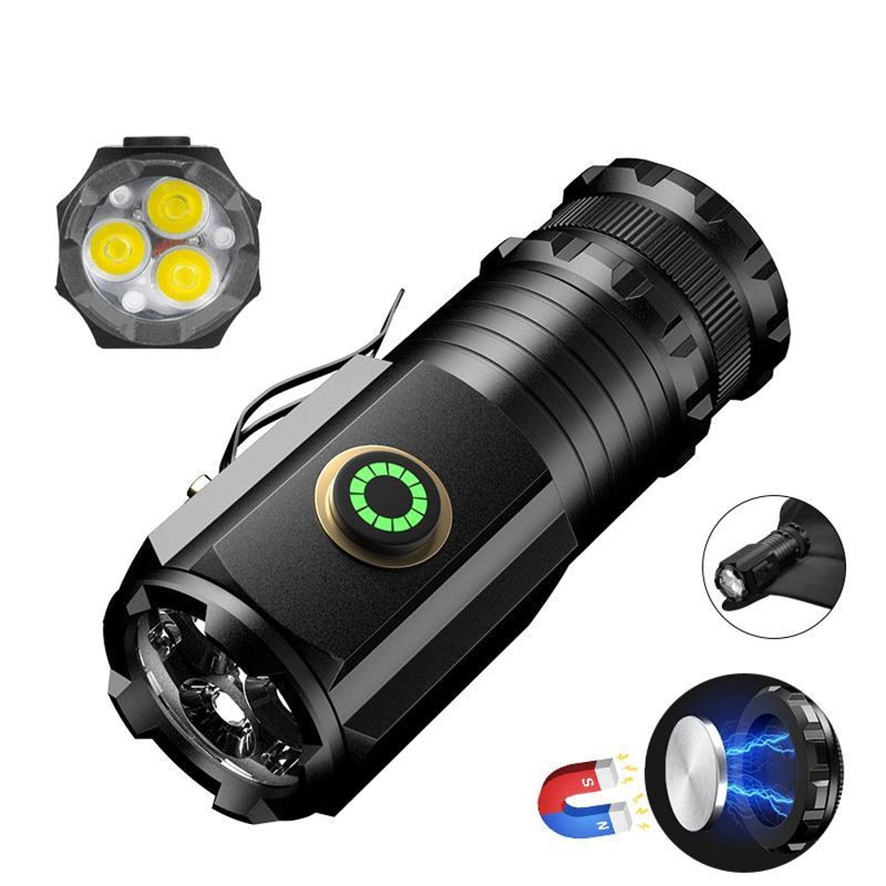 Rechargeable Mini Flashlight with Magnetic Base Waterproof Compact EDC Torch