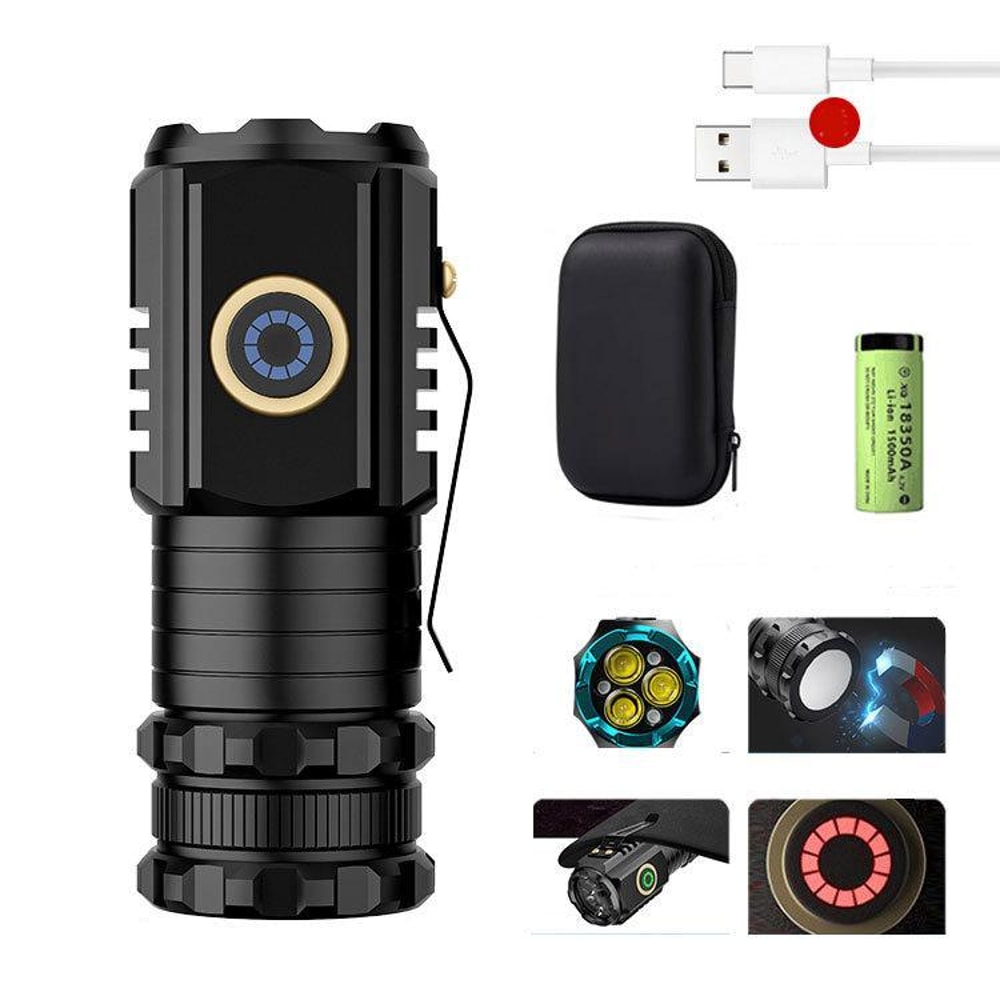 Rechargeable Mini Flashlight with Magnetic Base Waterproof Compact EDC Torch