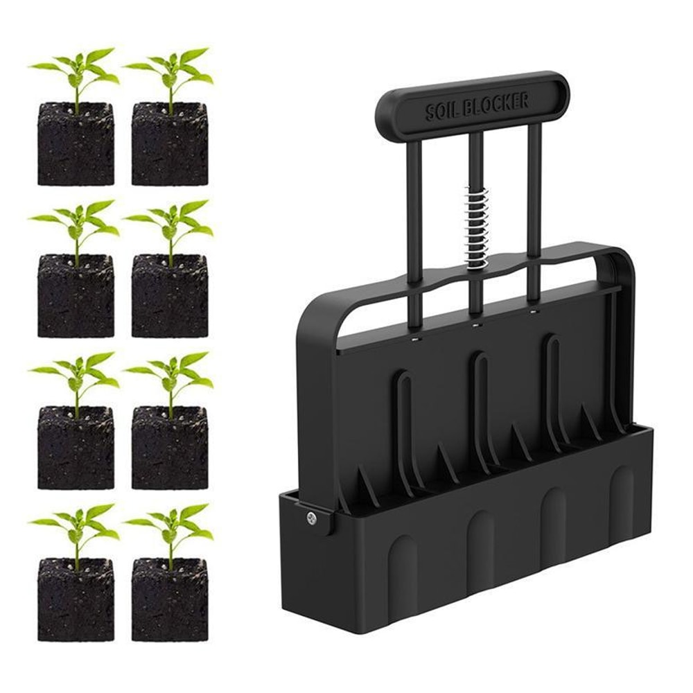 4-Cell Seedling Planter Tool for Easy Transplanting, Ergonomic Soil Block Maker for Garden & Greenhouse