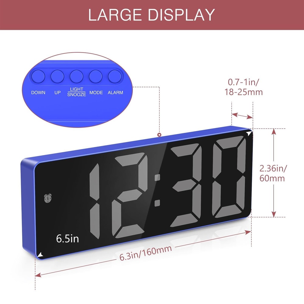 Smart LED Alarm Clock With Auto Dimming Display And Sound Control Night Mode 2