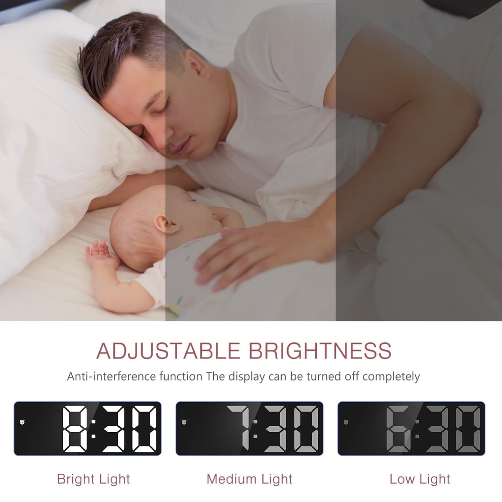 Smart LED Alarm Clock With Auto Dimming Display And Sound Control Night Mode 3