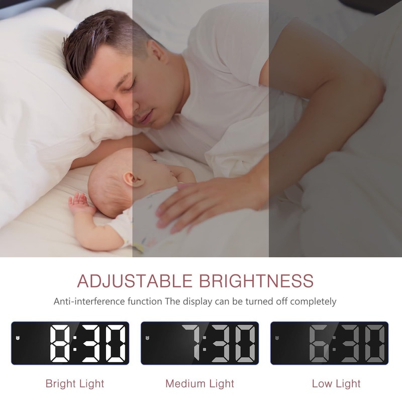 Smart LED Alarm Clock With Auto Dimming Display And Sound Control Night Mode 3