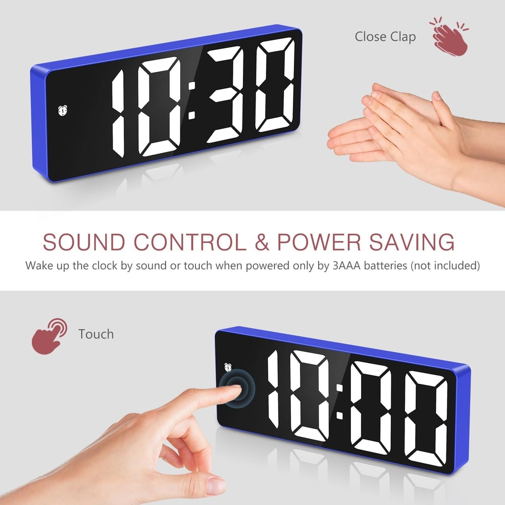 Smart LED Alarm Clock With Auto Dimming Display And Sound Control Night Mode 4