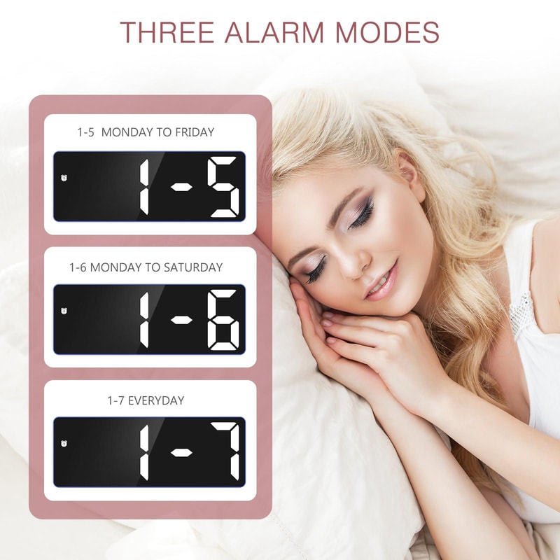 Smart LED Alarm Clock With Auto Dimming Display And Sound Control Night Mode 5