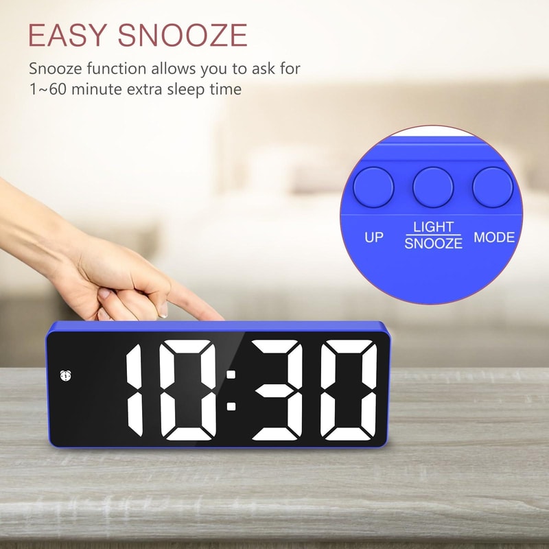 Smart LED Alarm Clock With Auto Dimming Display And Sound Control Night Mode 6