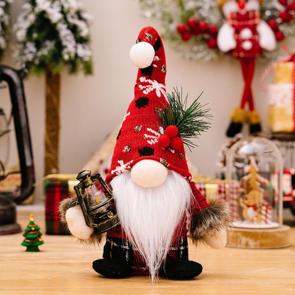Cozy Christmas Gnome Plush Ornament Knitted Holiday Decor 6