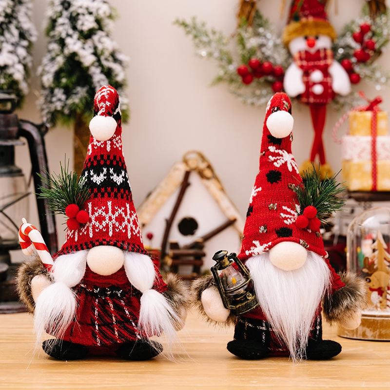 Cozy Christmas Gnome Plush Ornament Knitted Holiday Decor 0