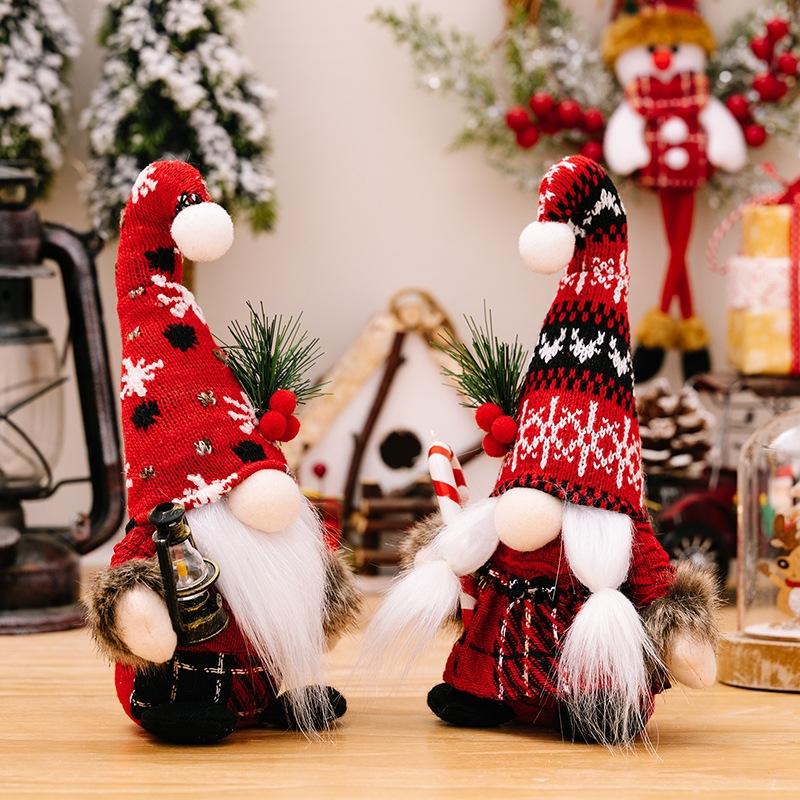 Cozy Christmas Gnome Plush Ornament Knitted Holiday Decor 1