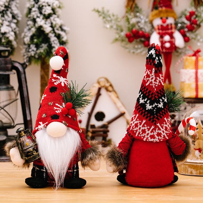 Cozy Christmas Gnome Plush Ornament Knitted Holiday Decor 3