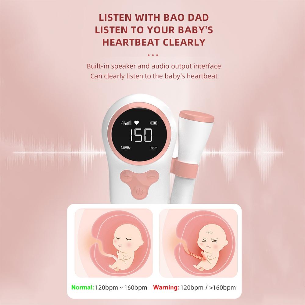 Waterproof Fetal Doppler Baby Heartbeat Monitor For Pregnancy With LCD Display Noise Reduction 2